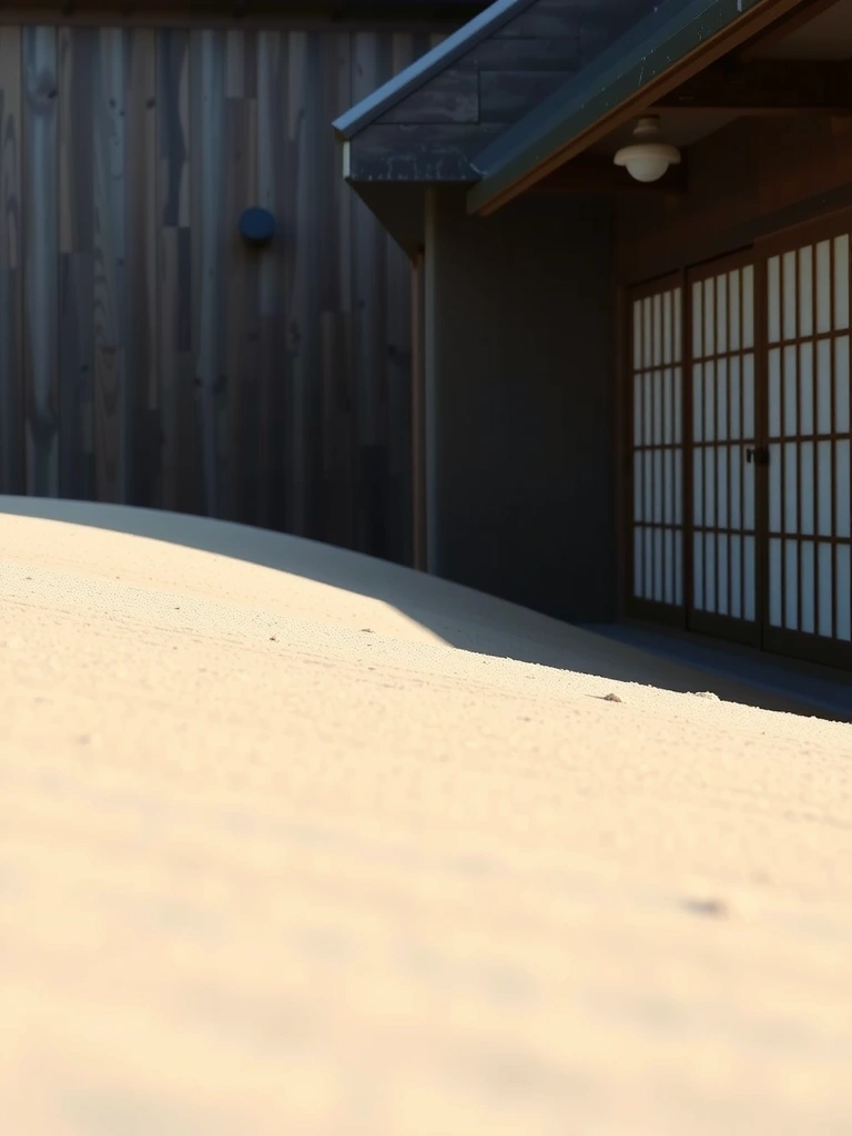 Rakat grus i en zenträdgård