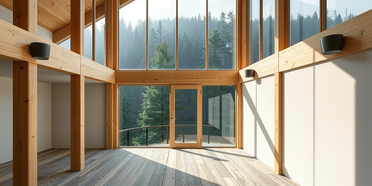 Arkitektonisk miljö med trädetaljer